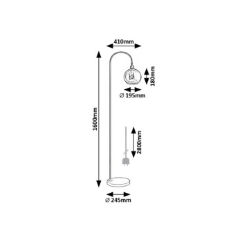 Lampadar Ricardo negru Rabalux 74025, 1xE27