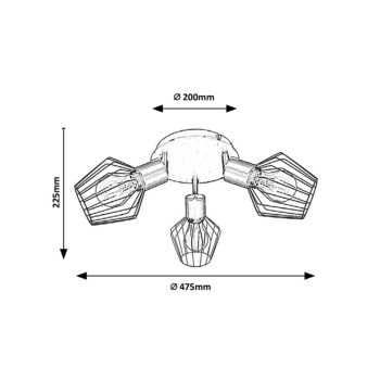 Plafoniera Belano negru Rabalux 3536, 3xE27