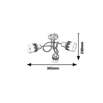 Plafoniera Lacey negru Rabalux 5343, 3xE14