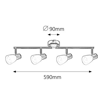 Plafoniera Gavin crom satin Rabalux 6489, 4xE14