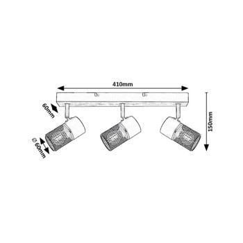 Plafoniera Metta stejar Rabalux 71153, 3xE14