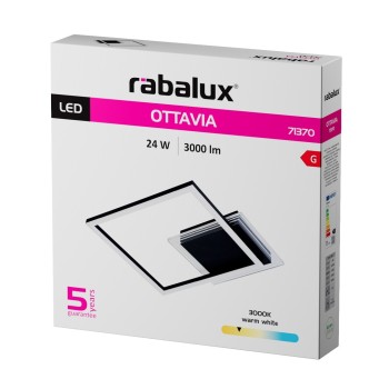 Plafoniera LED Ottavia negru Rabalux 71370, 24W
