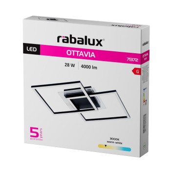 Plafoniera LED Ottavia negru Rabalux 71372, 28W