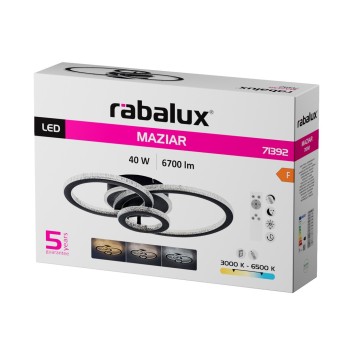 Plafoniera LED Maziar negru Rabalux 71392, 40W