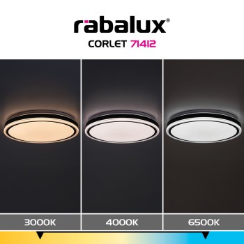 Plafoniera LED Corlet negru Rabalux 71412, 20W