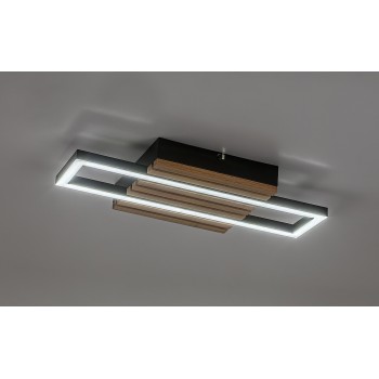 Plafoniera LED Noxelle negru mat/ stejar Rabalux 71455, 12W