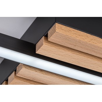Plafoniera LED Noxelle negru mat/ stejar Rabalux 71455, 12W