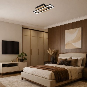 Plafoniera LED Noxelle negru mat/ stejar Rabalux 71455, 12W