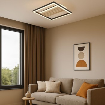Plafoniera LED Noxelle negru mat/ stejar Rabalux 71458, 30W