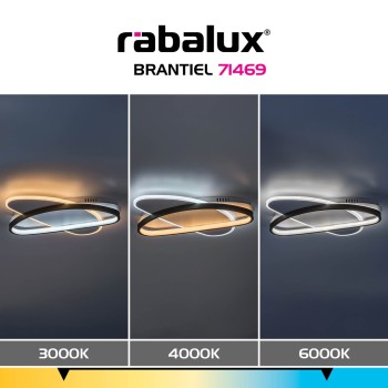 Plafoniera LED Brantiel negru/ alb Rabalux 71469, 57W