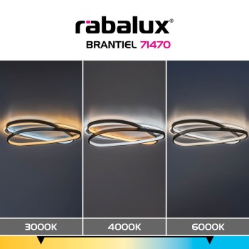 Plafoniera LED Brantiel negru/ alb Rabalux 71470, 57W