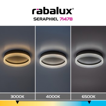 Plafoniera LED Seraphiel negru Rabalux 71478, 18W