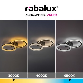 Plafoniera LED Seraphiel negru Rabalux 71479, 38W