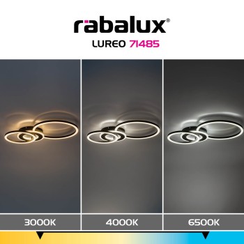 Plafoniera LED Lureo negru mat Rabalux 71485, 24W