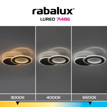 Plafoniera LED Lureo negru mat Rabalux 71486, 24W