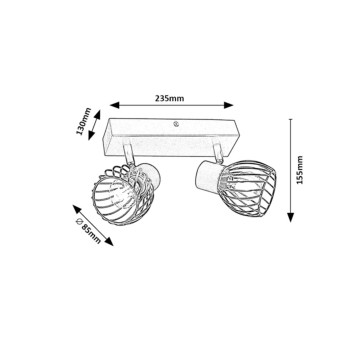 Plafoniera Aberama negru Rabalux 73002, 2xE14
