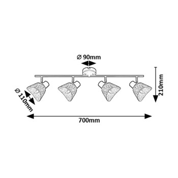 Plafoniera Farelia negru Rabalux 73008, 4xE14