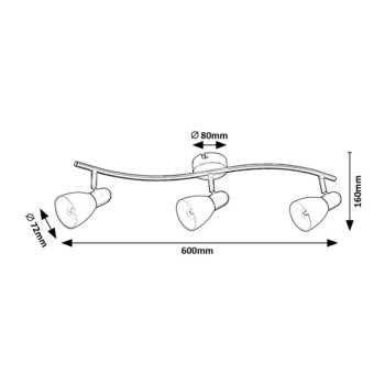 Plafoniera Soma negru Rabalux 73093, 3xE14