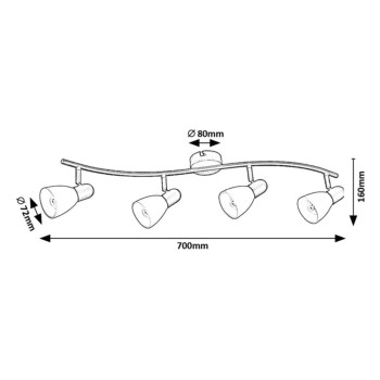 Plafoniera Soma negru Rabalux 73094, 4xE14