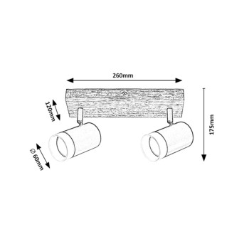 Plafoniera Toras stejar Rabalux 73122, 2xGU10