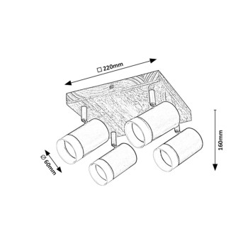 Plafoniera Toras stejar Rabalux 73124, 4xGU10