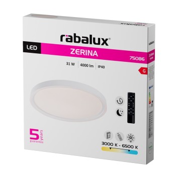 Plafoniera LED Zerina alb Rabalux 75086, 31W