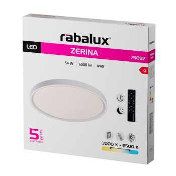 Plafoniera LED Zerina alb Rabalux 75087, 54W