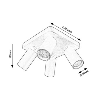 Spot aplicat Yorli negru Rabalux 73084, 4xGU10