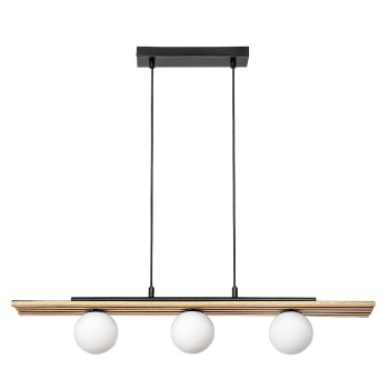 Lustra LED Noxelle negru mat/ stejar Rabalux 72421, 3xG9