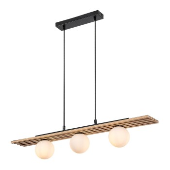 Lustra LED Noxelle negru mat/ stejar Rabalux 72421, 3xG9