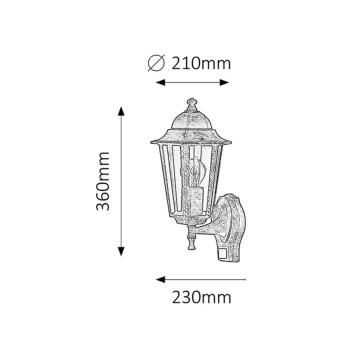 Aplica exterior Velence auriu antic Rabalux 8218, 1xE27, IP43