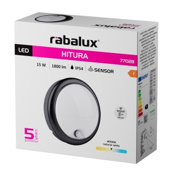 Aplica exterior LED Hitura negru Rabalux 77028, 15W, IP54