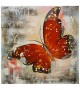 Tablou pictat manual Butterfly rosu, dimensiunea 40x40cm