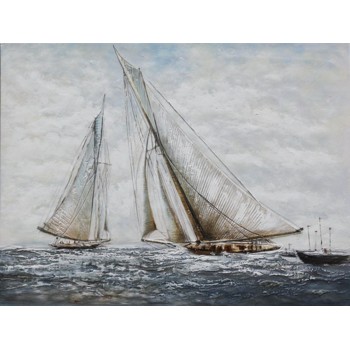 Tablou pictat manual Sailboats, dimensiunea 60x90cm - 1