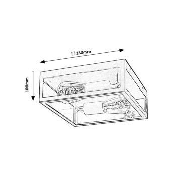 Plafoniera exterior Zaton negru mat Rabalux 7070, 2xE27, IP23