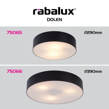 Plafoniera exterior Dolen negru Rabalux 75066, 3xE27, IP43