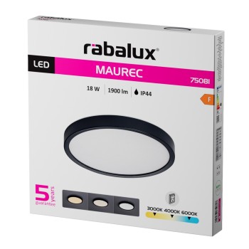 Plafoniera exterior LED Maurec antracit Rabalux 75081, 18W, IP44