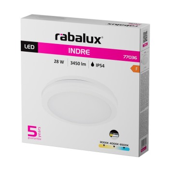 Plafoniera exterior LED Indre alb Rabalux 77036, 28W, IP54
