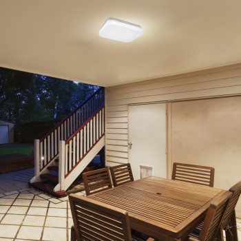Plafoniera exterior LED Lowar alb Rabalux 77137, 18W, IP44, 3000K