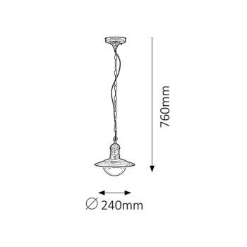 Pendul exterior Oslo auriu antic Rabalux 8737, 1xE27, IP44