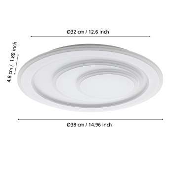 Plafoniera LED PALAGIANO 1 alb Eglo 32052, D38 cm, 14.7W