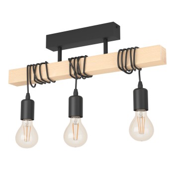 Plafoniera TOWNSHEND negru/maro Eglo 43511, 55x10.5 cm, 3xE27