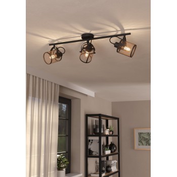 Plafoniera DELLOW negru Eglo 43533, 83x18 cm, 3xE27