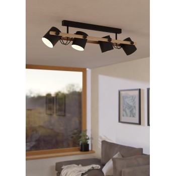 Plafoniera HORNWOOD crem/negru Eglo 43558, 100x19 cm, 4xE27