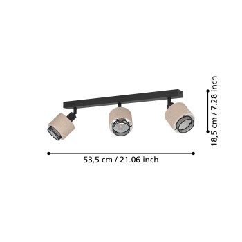Plafoniera ROSLEY negru Eglo 43658, 43x9 cm, 3xE14