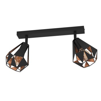 Plafoniera CARLTON 7 cupru antichizat/negru Eglo 43716, 42x16 cm, 2xE27