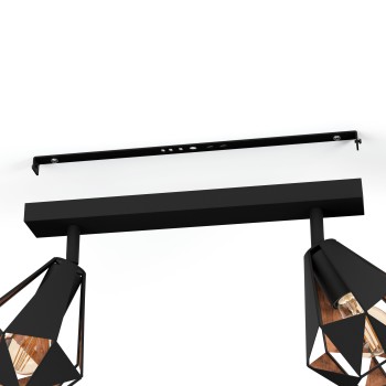 Plafoniera CARLTON 7 cupru antichizat/negru Eglo 43716, 42x16 cm, 2xE27