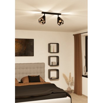 Plafoniera CARLTON 7 cupru antichizat/negru Eglo 43716, 42x16 cm, 2xE27