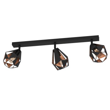 Plafoniera CARLTON 7 cupru antichizat/negru Eglo 43717, 73x16 cm, 3xE27