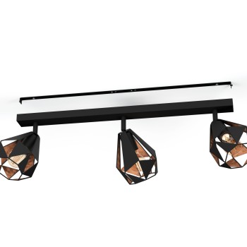 Plafoniera CARLTON 7 cupru antichizat/negru Eglo 43717, 73x16 cm, 3xE27